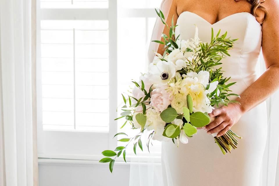 Posing with the bouquet