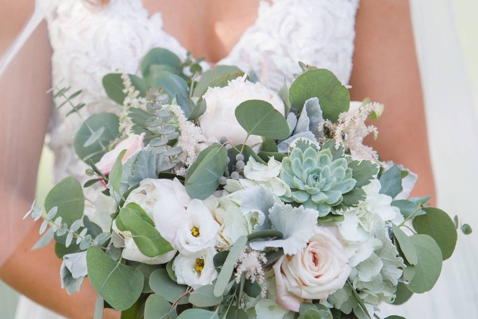 Posing with the bouquet