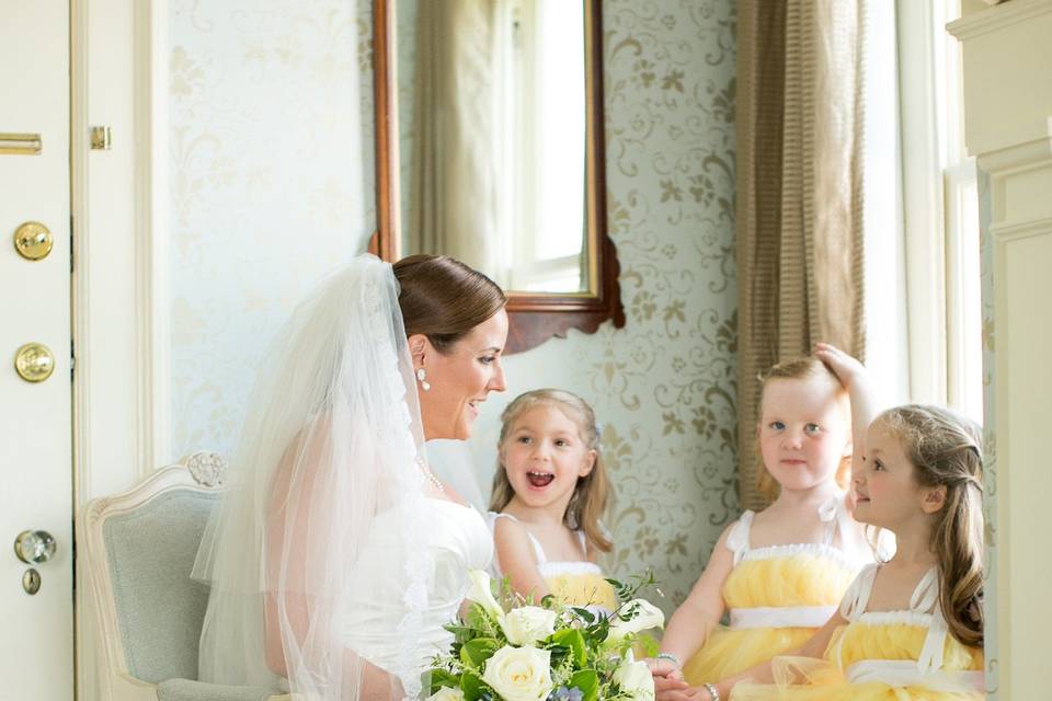 The bride and the flower girls