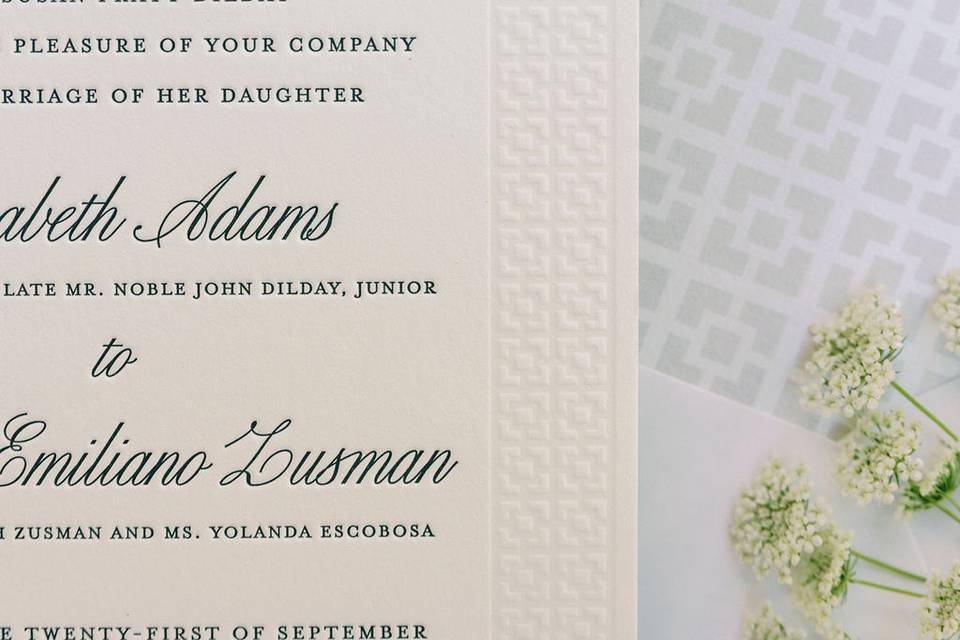 Blind letterpress detailing