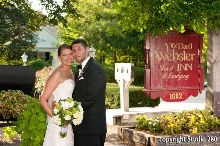 Couple in front of the building