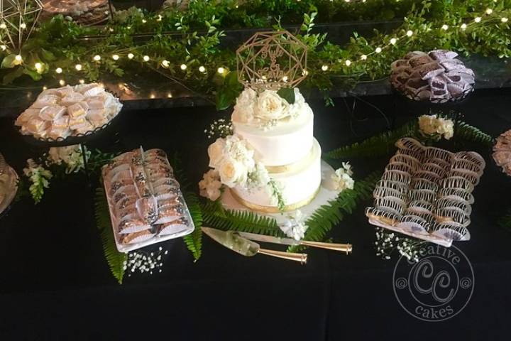 White Cake and Sweet Table