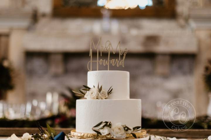 White Cake and Fresh Florals