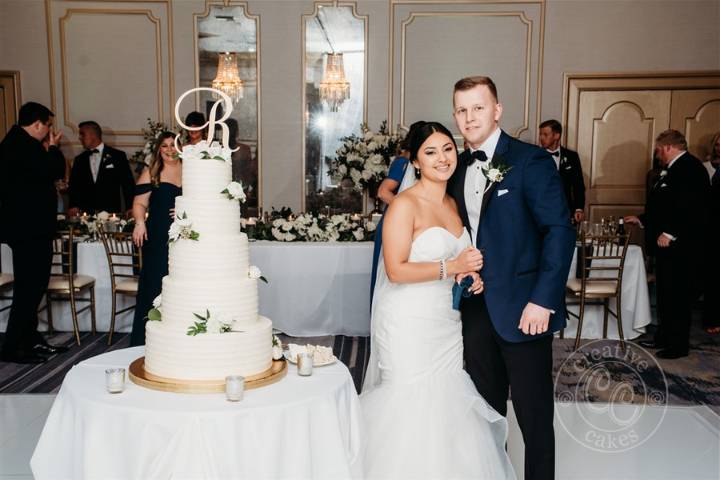 White cake and florals