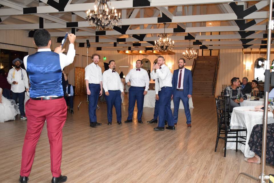 Garter toss by groom