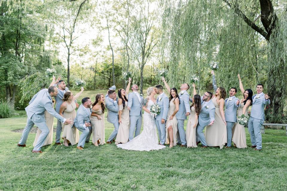 Bridal party having a good time