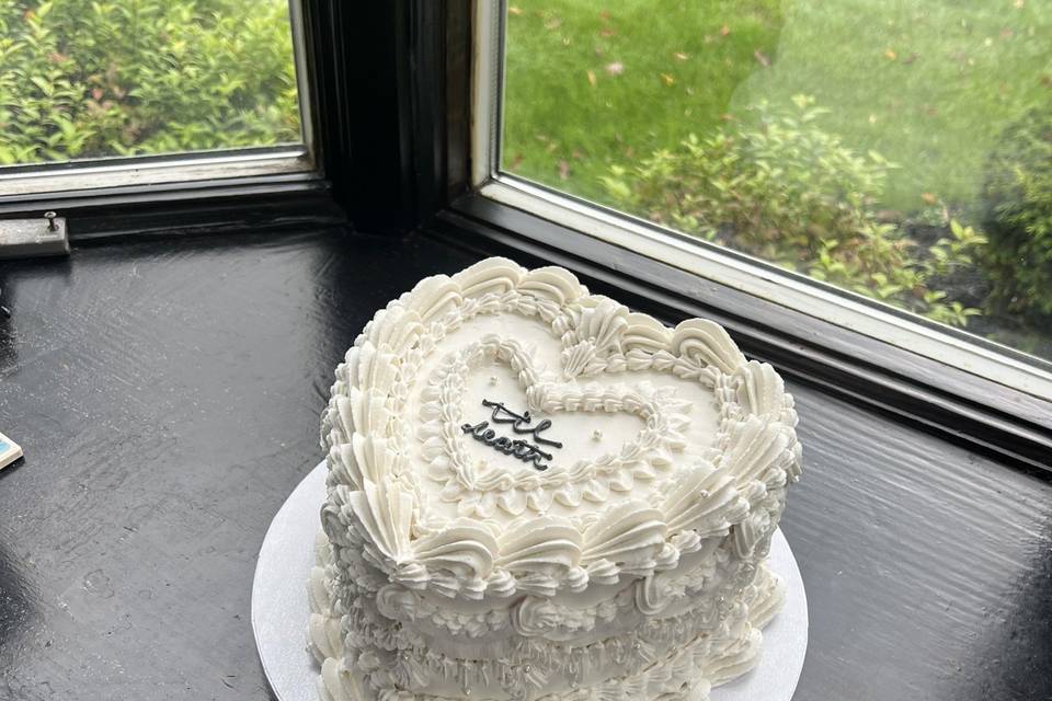 “Til-death” heart cake