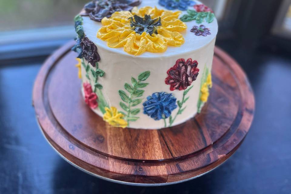Painted Floral Cake