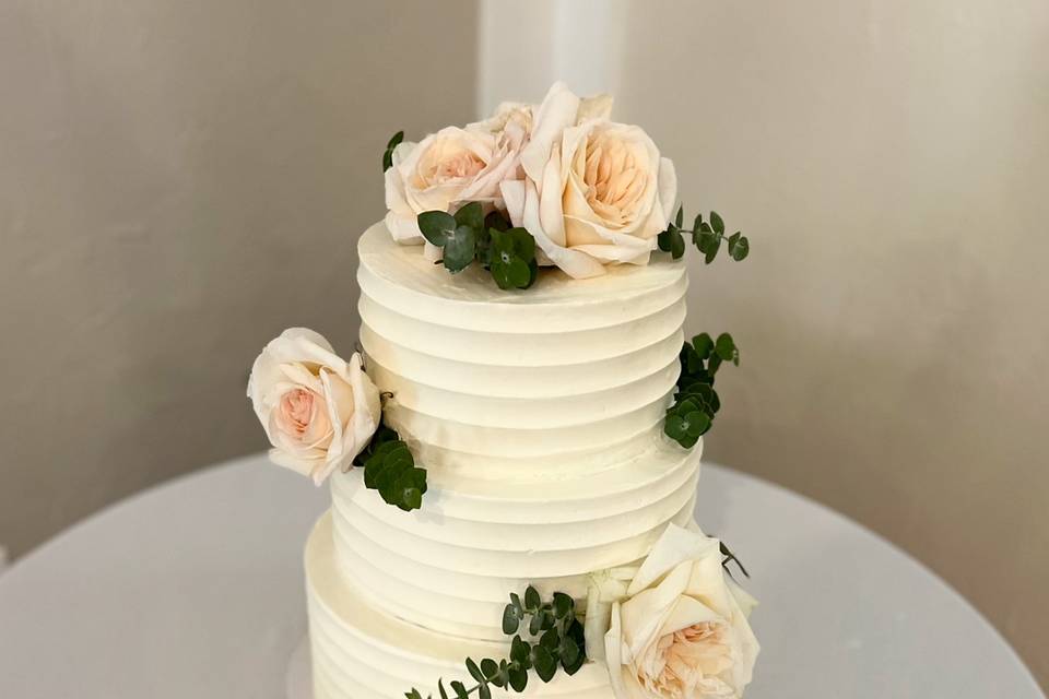Simple Floral Wedding Cake