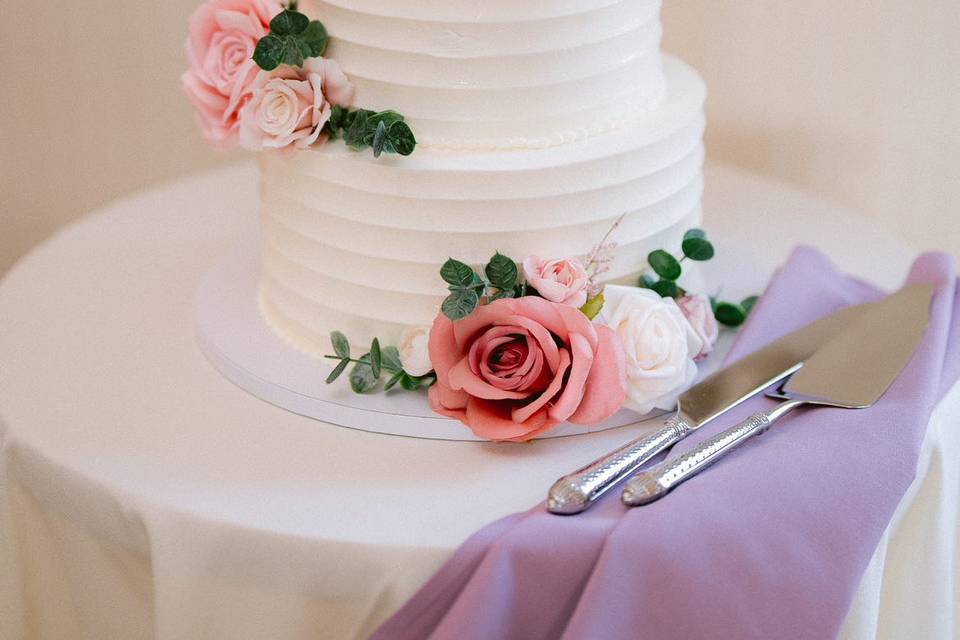 Blush Floral Wedding Cake