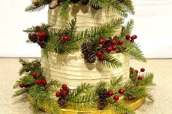 Holiday Foliage Wedding Cake