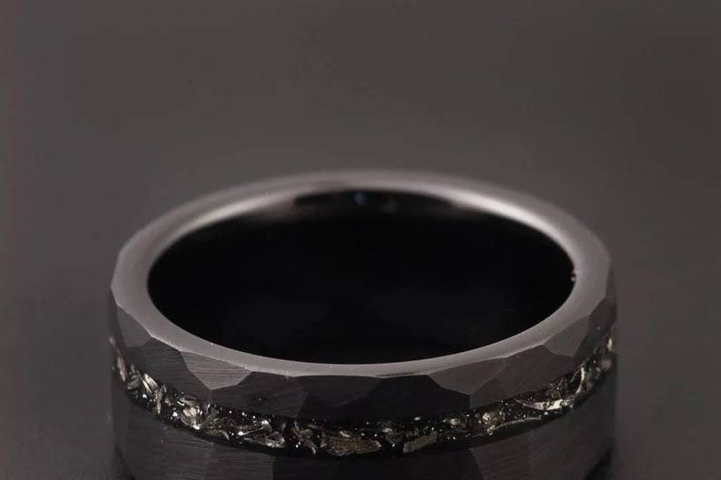 Black Meteorite Men's Ring