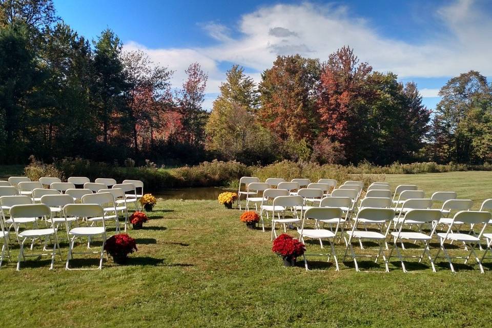 Seating by the Pond.