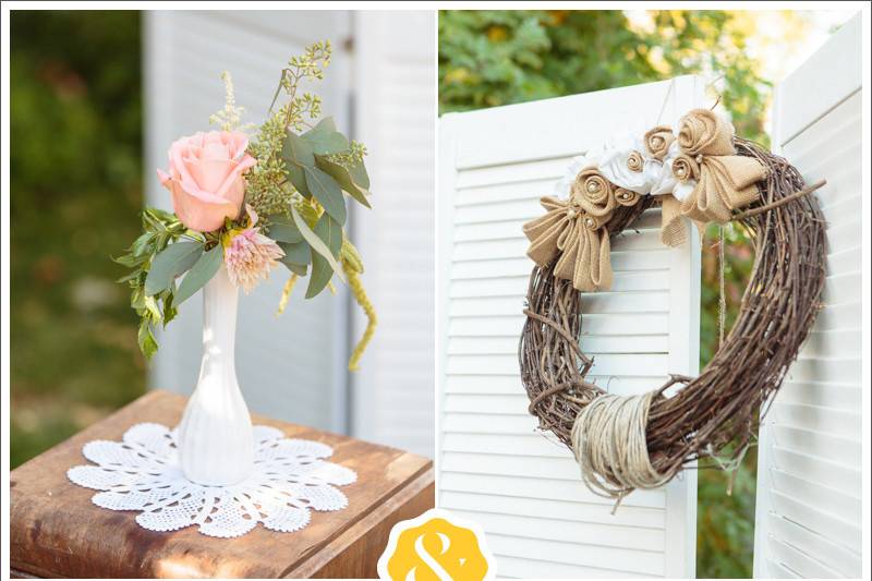 Budvase with Rose, Seeded Eucalyptus and Hanging Amaranthus
A Floral Affair, Matt & Jentry Photography