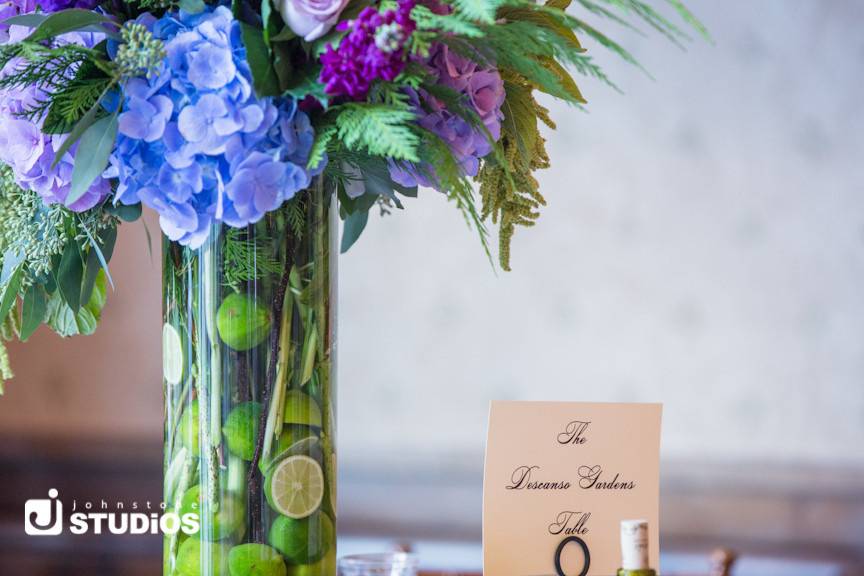 Cut limes add a fun accent to centerpieces
A Floral Affair, Johnstone Studios