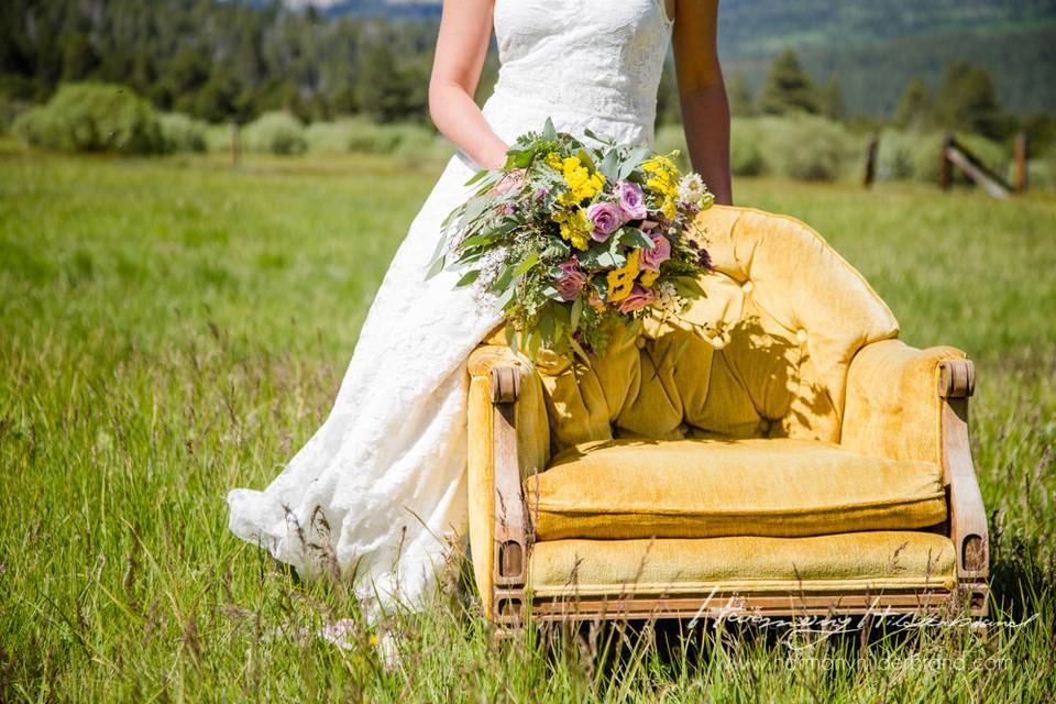 Wildflower Bridal Bouquet
Yarrow, Lavender, Lavender Roses
Floral by A Floral Affair
Photo by Harmony Hilderbrand Photography