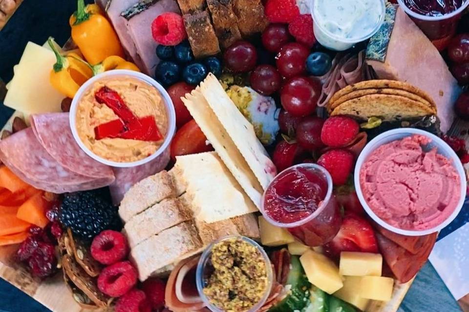 Fruit, meat, and cheese