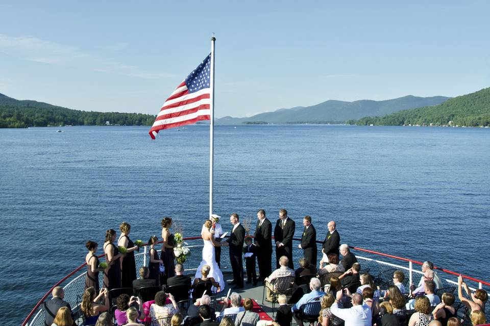 Wedding ceremony on a boat