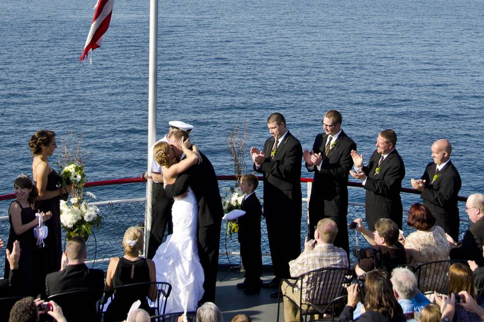 Wedding ceremony on a boat