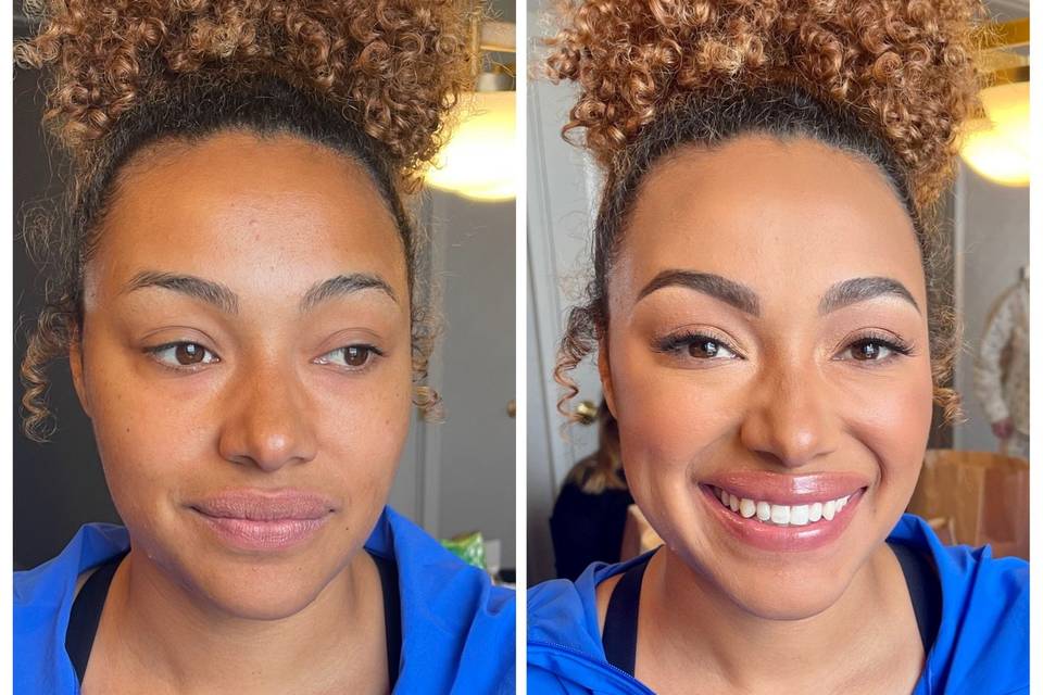 Before & after, glowing skin