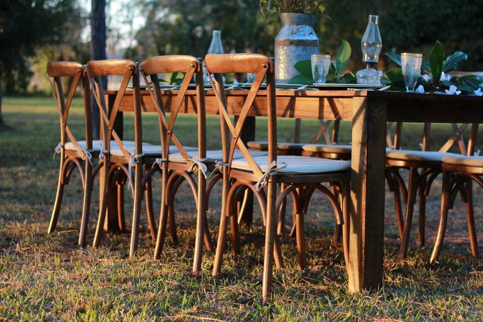 Crossback Chairs/Farm Table