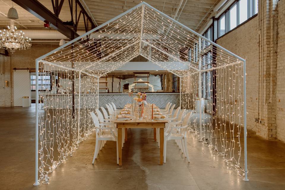 Bistro lighting at reception