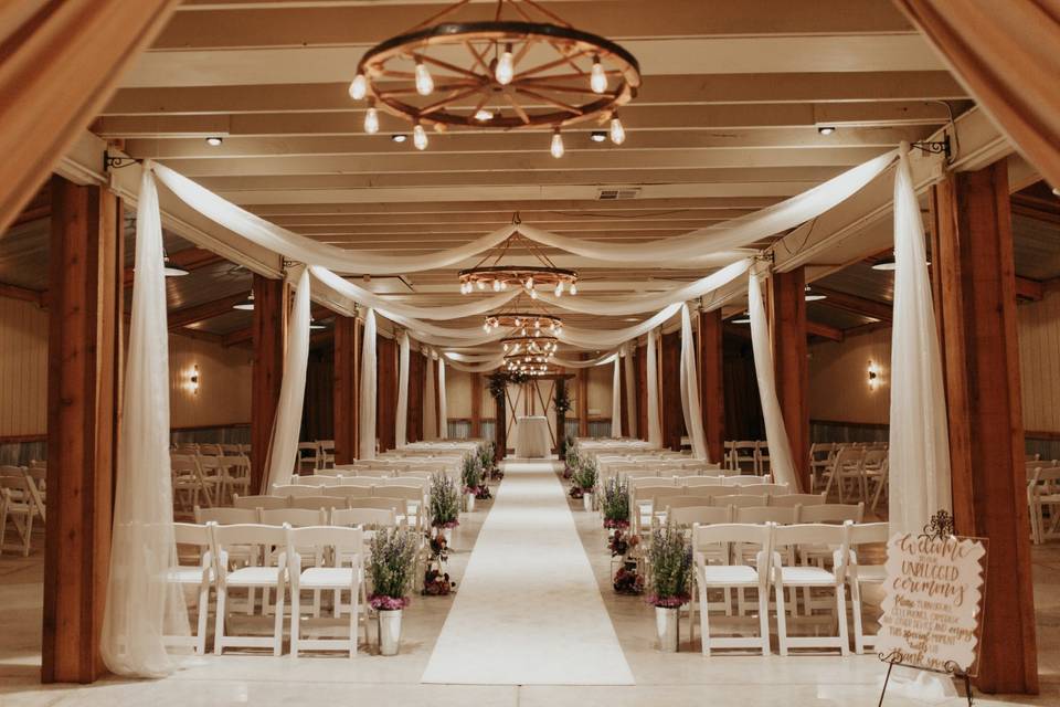 Rustic indoor wedding barn