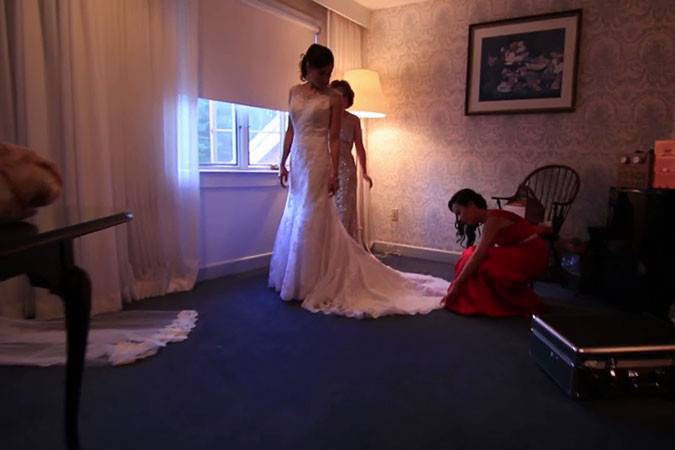 Bride in room