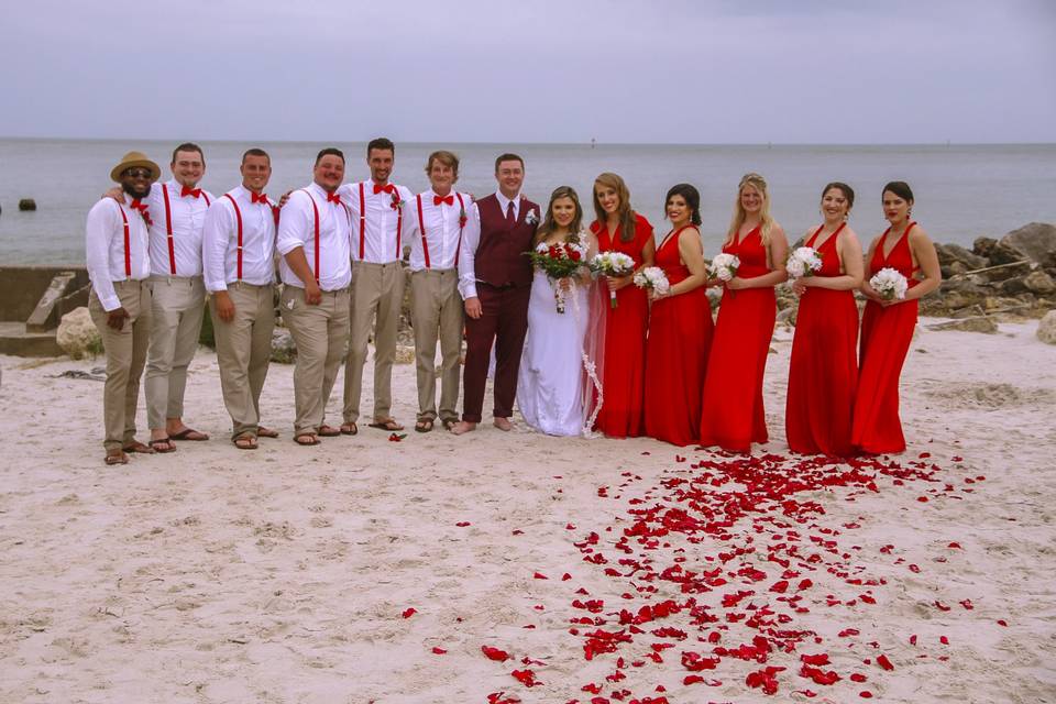 Wedding party at the beach