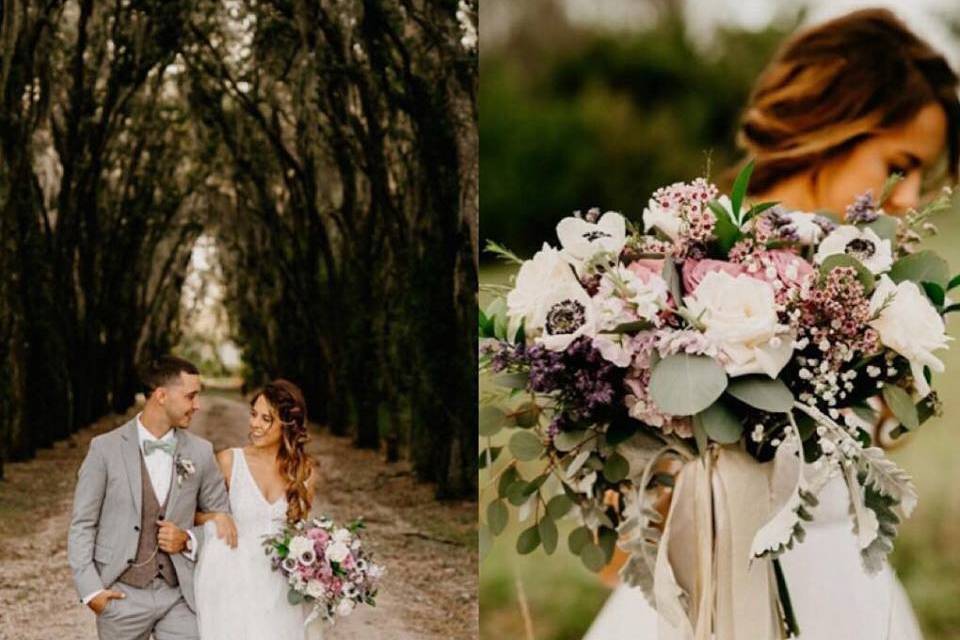 Bridal bouquet using anemones