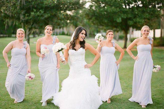 Cream and blush bouquets