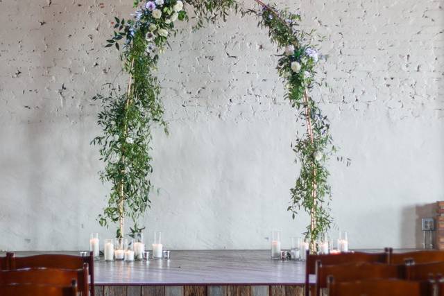 Wedding arch setup.