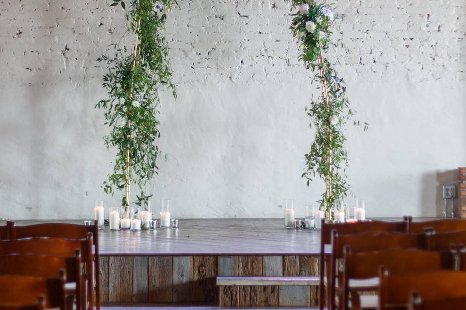 Wedding arch setup.