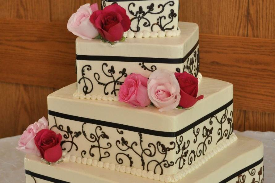 Wedding Tiered Cake Box & SQUARE BOARD Set for 4 Tier Stacked Cake W12