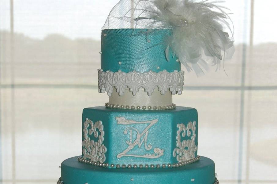 Multiple layered wedding cake