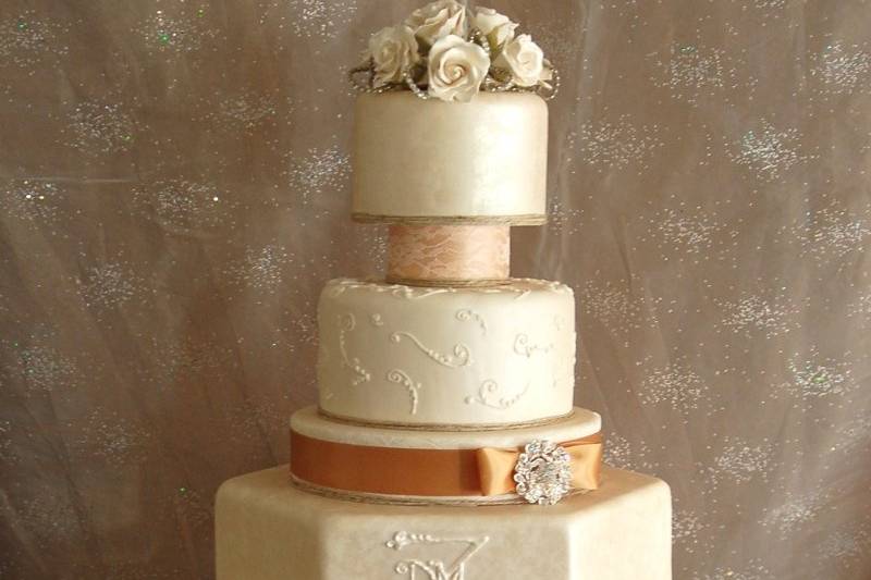 Cream colored wedding cake