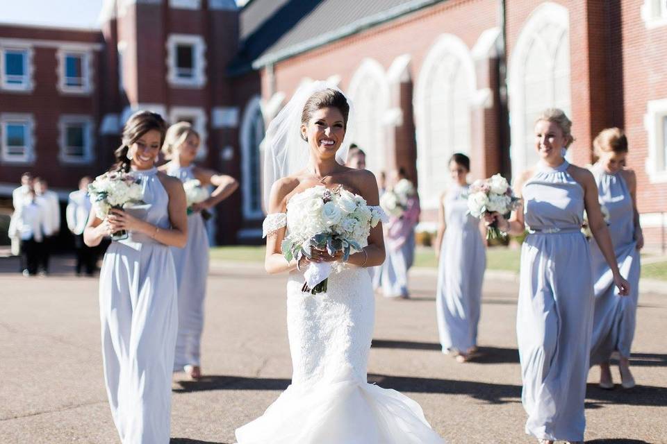 The bride with her bridesmaids