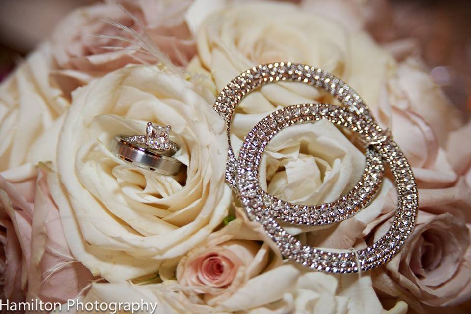 Flowers and wedding rings