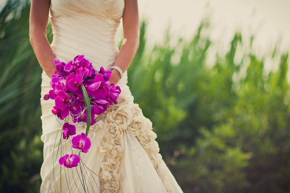 Lavish Purple Phaleonopsis Orchid Bridal BouquetPhoto: Shawn Hubbard Photography