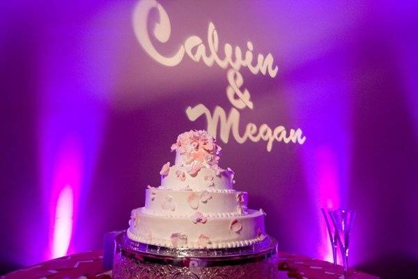 We provided a custom gobo for the bride and groom.