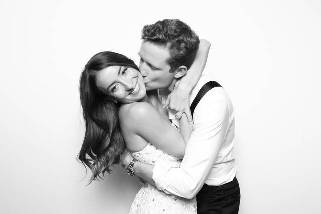 young couple friends pose photo booth funny props Stock Photo | Adobe Stock