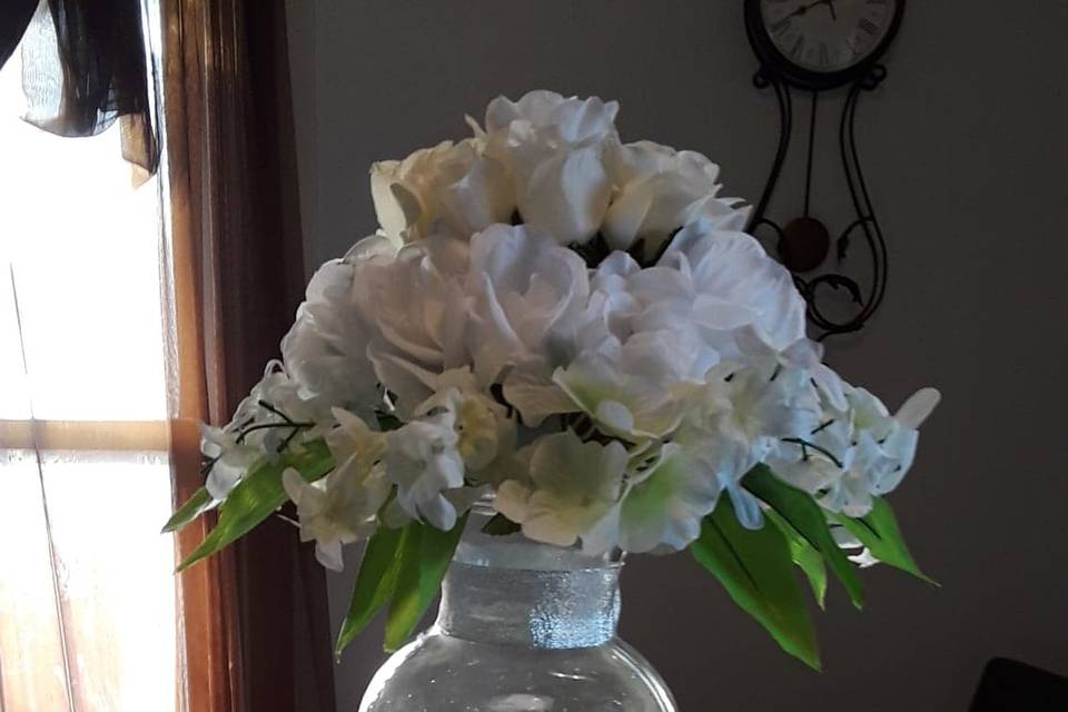 Rose centerpiece with candles