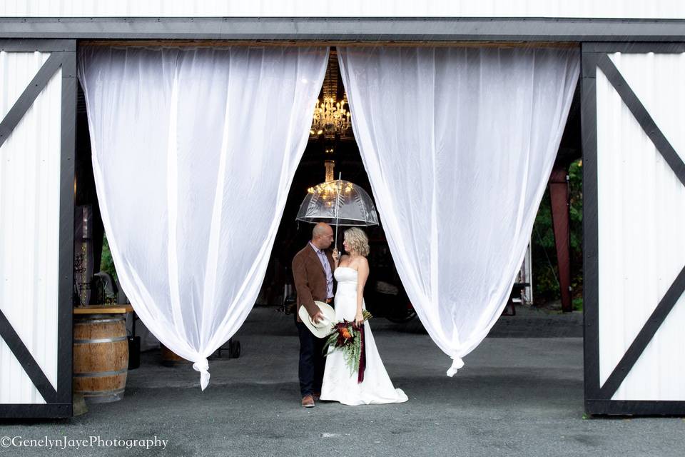 Pavilion draped in white