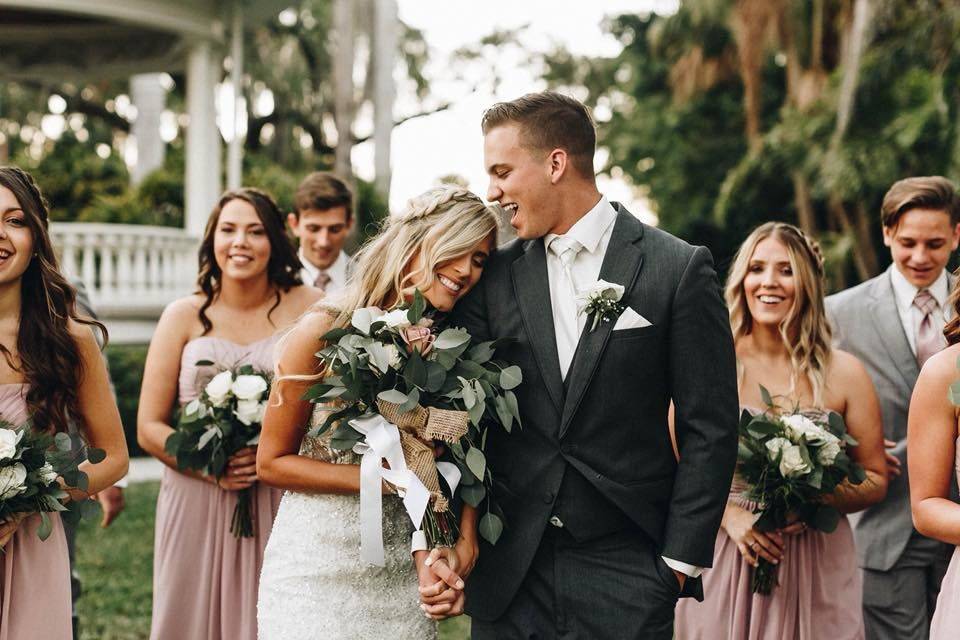 Newlyweds smiling