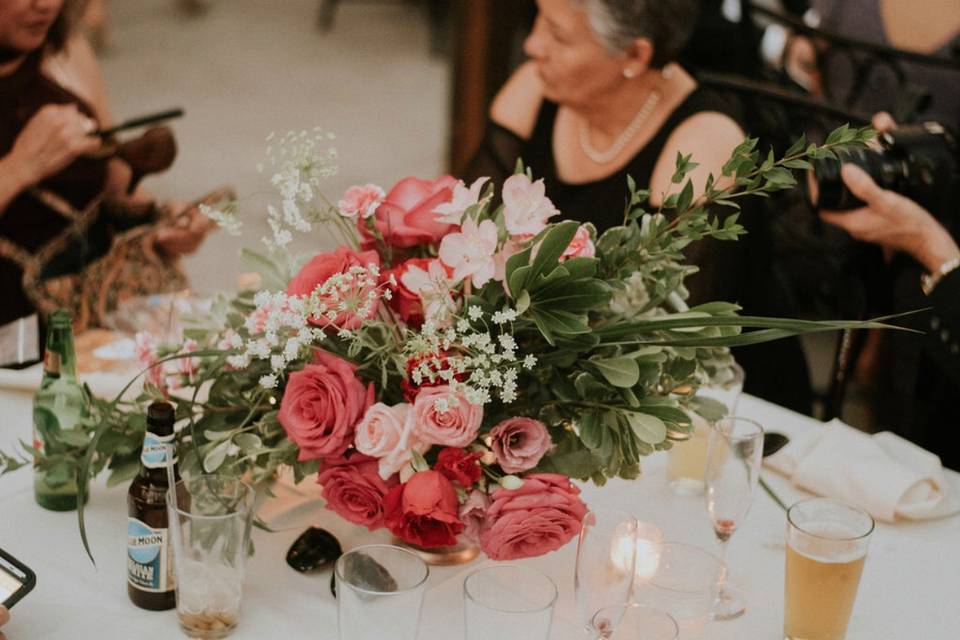 Centerpiece filled with roses