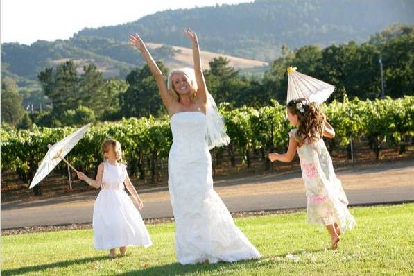Bride with the flower girls