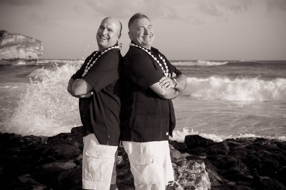 A couple of cool dudes got married at Shipwrecks Beach