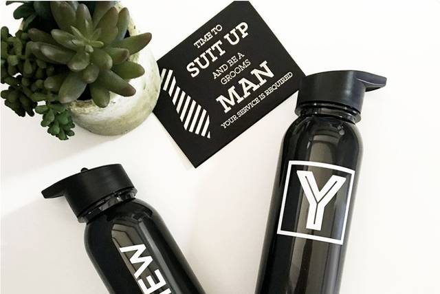 Black water bottles