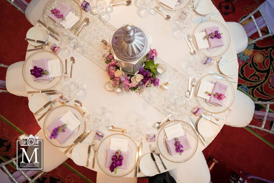 Table setting with candle centerpiece