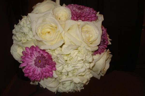 Purple and white bride bouquet